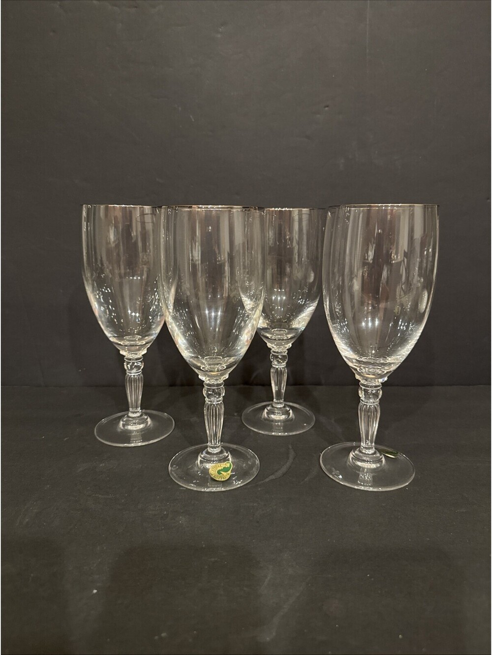 Waterford Crystal (4) Carlton Platinum 8.25” Goblets Glasses New
